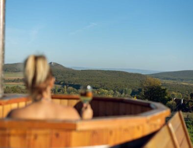 Kilátás a Káli Vineyard Estate dézsafürdőjéből
